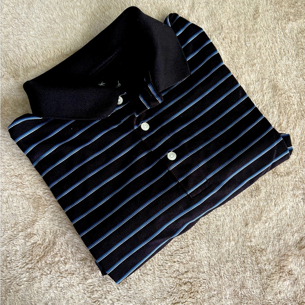 Palm Beach Golf Men's Black Striped Polo Shirt XL 100% polyester